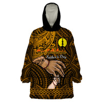 Personalised Father Day New Caledonia Wearable Blanket Hoodie I Love You Dad LT14 One Size Gold - Polynesian Pride