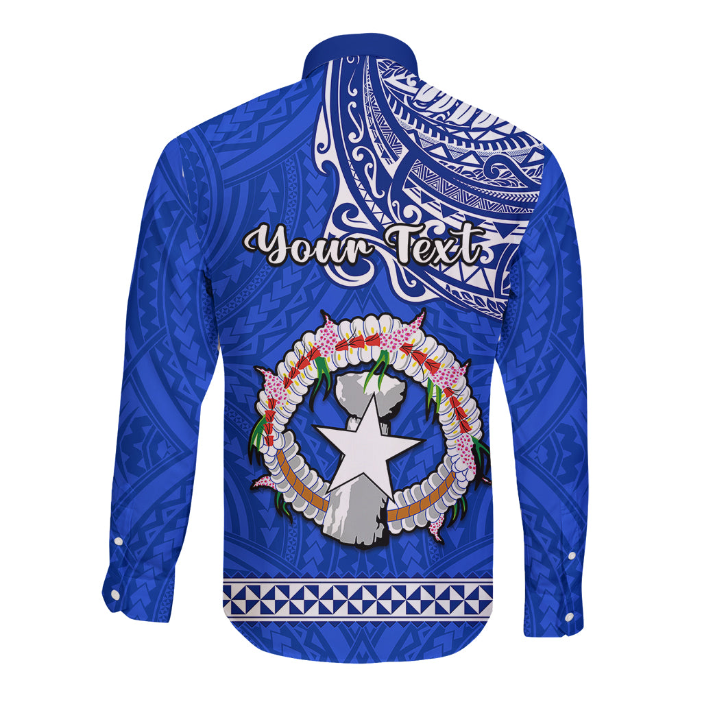 Personalised Father Day Northern Mariana Islands Long Sleeve Button Shirt CNMI I Love You Dad LT14 - Polynesian Pride