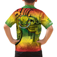 Hawaii Flag Day Family Matching Off Shoulder Short Dress and Hawaiian Shirt Kanaka Maoli With Kakau Polynesian Pattern LT14 - Polynesian Pride