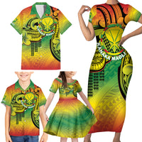 Hawaii Flag Day Family Matching Short Sleeve Bodycon Dress and Hawaiian Shirt Kanaka Maoli With Kakau Polynesian Pattern LT14 - Polynesian Pride