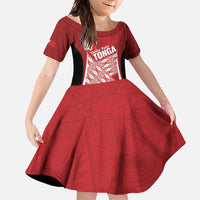 Tonga Rugby Custom Family Matching Mermaid Dress and Hawaiian Shirt Go ʻIkale Tahi Go Tongan Tapa Cloth LT14 Daughter's Dress Red - Polynesian Pride