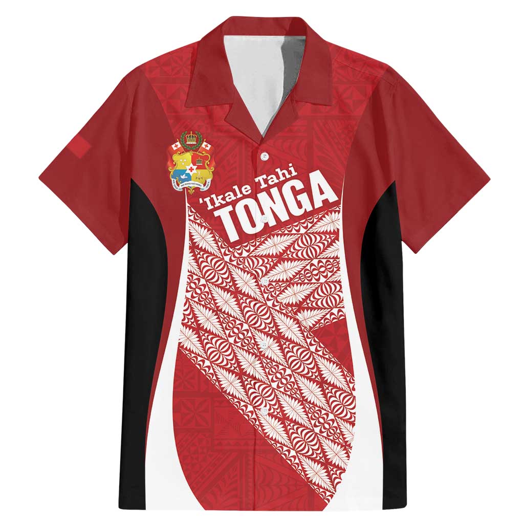 Tonga Rugby Custom Family Matching Mermaid Dress and Hawaiian Shirt Go ʻIkale Tahi Go Tongan Tapa Cloth LT14 Dad's Shirt - Short Sleeve Red - Polynesian Pride