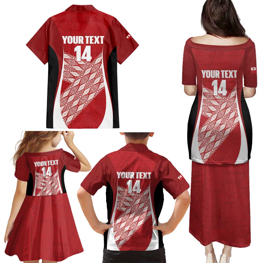 Tonga Rugby Custom Family Matching Puletasi and Hawaiian Shirt Go ʻIkale Tahi Go Tongan Tapa Cloth