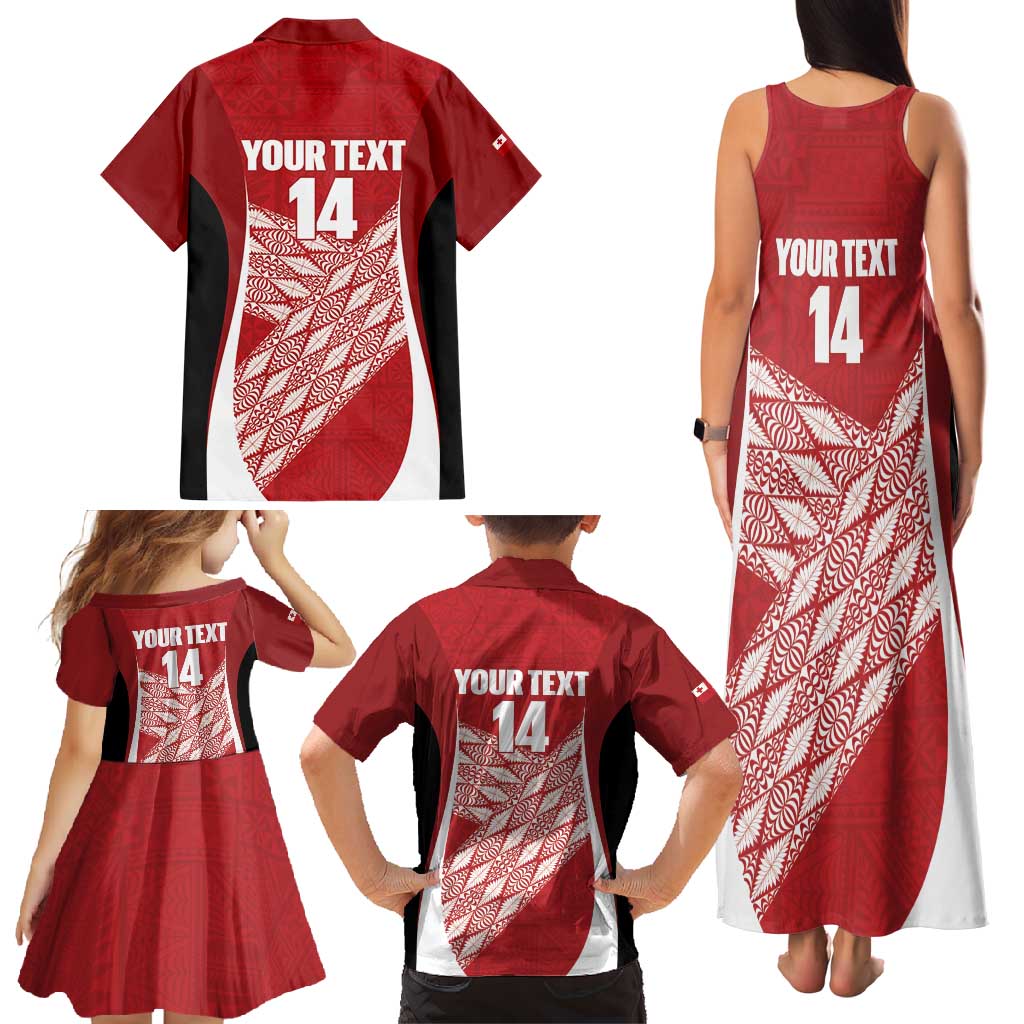 Tonga Rugby Custom Family Matching Tank Maxi Dress and Hawaiian Shirt Go ʻIkale Tahi Go Tongan Tapa Cloth LT14 - Polynesian Pride