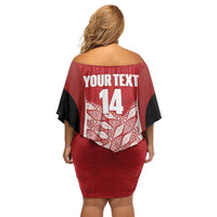Tonga Rugby Custom Off Shoulder Short Dress Go ʻIkale Tahi Go Tongan Tapa Cloth