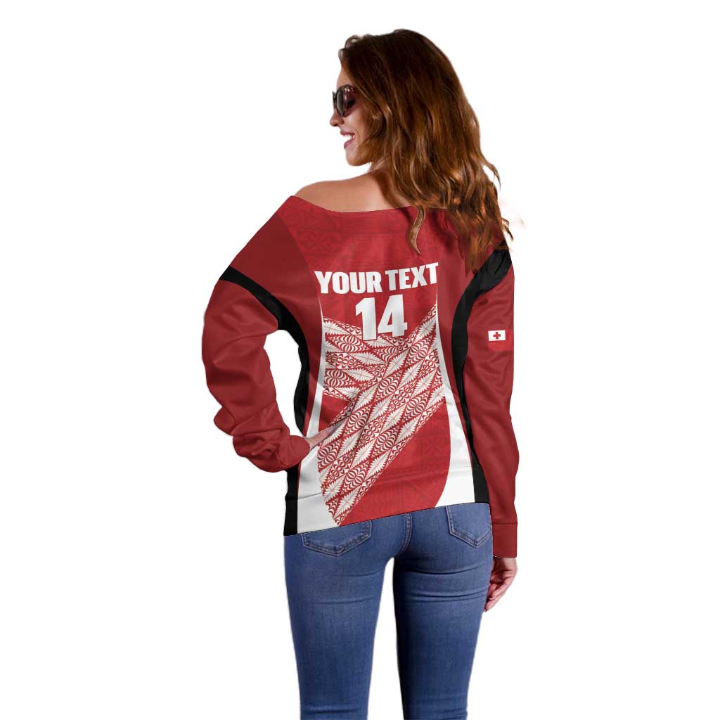 Tonga Rugby Custom Off Shoulder Sweater Go ʻIkale Tahi Go Tongan Tapa Cloth