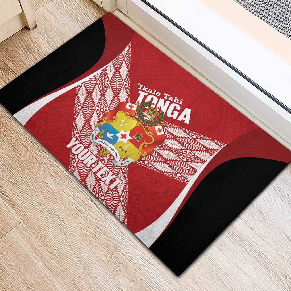 Tonga Rugby Custom Rubber Doormat Go ʻIkale Tahi Go Tongan Tapa Cloth