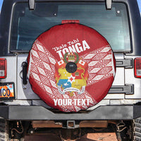 Tonga Rugby Custom Spare Tire Cover Go ʻIkale Tahi Go Tongan Tapa Cloth LT14 Red - Polynesian Pride