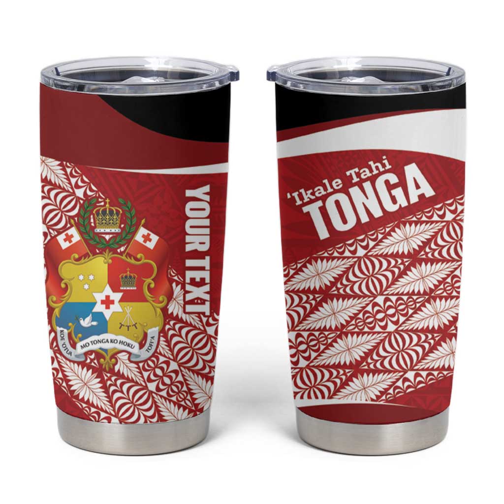 Tonga Rugby Custom Tumbler Cup Go ʻIkale Tahi Go Tongan Tapa Cloth LT14 Red - Polynesian Pride