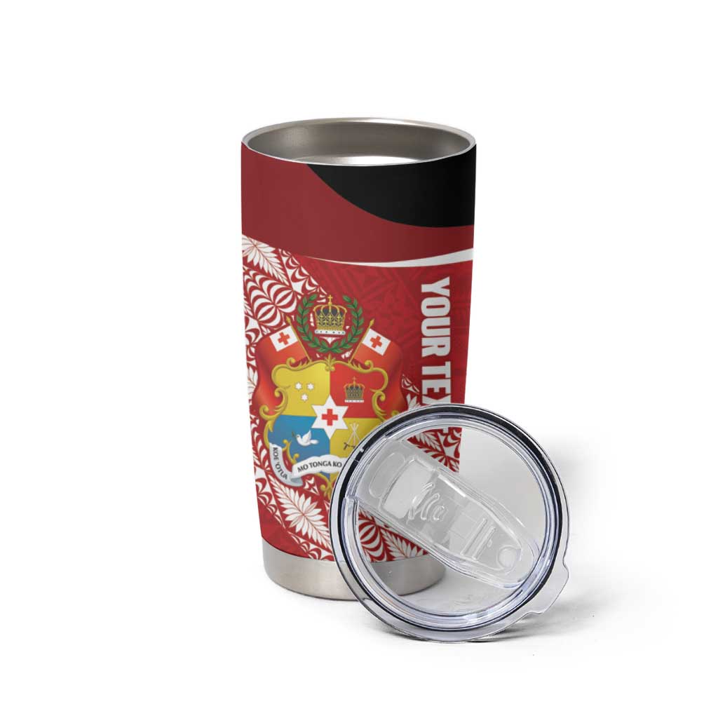 Tonga Rugby Custom Tumbler Cup Go ʻIkale Tahi Go Tongan Tapa Cloth LT14 - Polynesian Pride