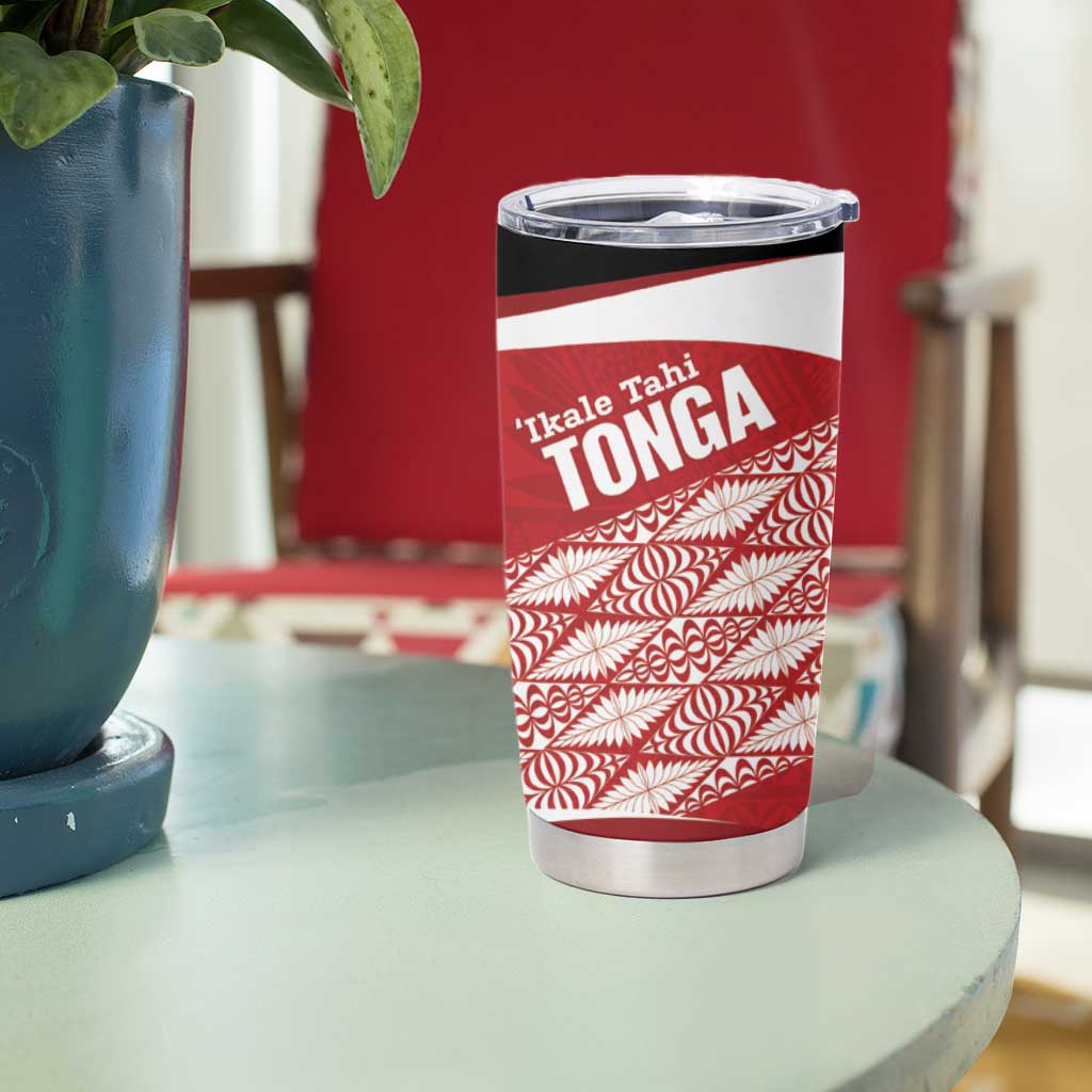 Tonga Rugby Custom Tumbler Cup Go ʻIkale Tahi Go Tongan Tapa Cloth LT14 - Polynesian Pride