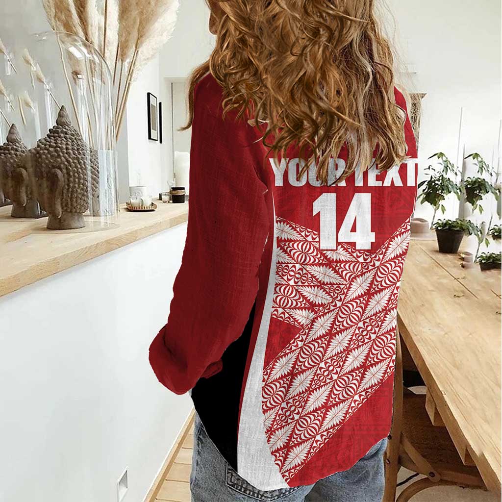Tonga Rugby Custom Women Casual Shirt Go ʻIkale Tahi Go Tongan Tapa Cloth