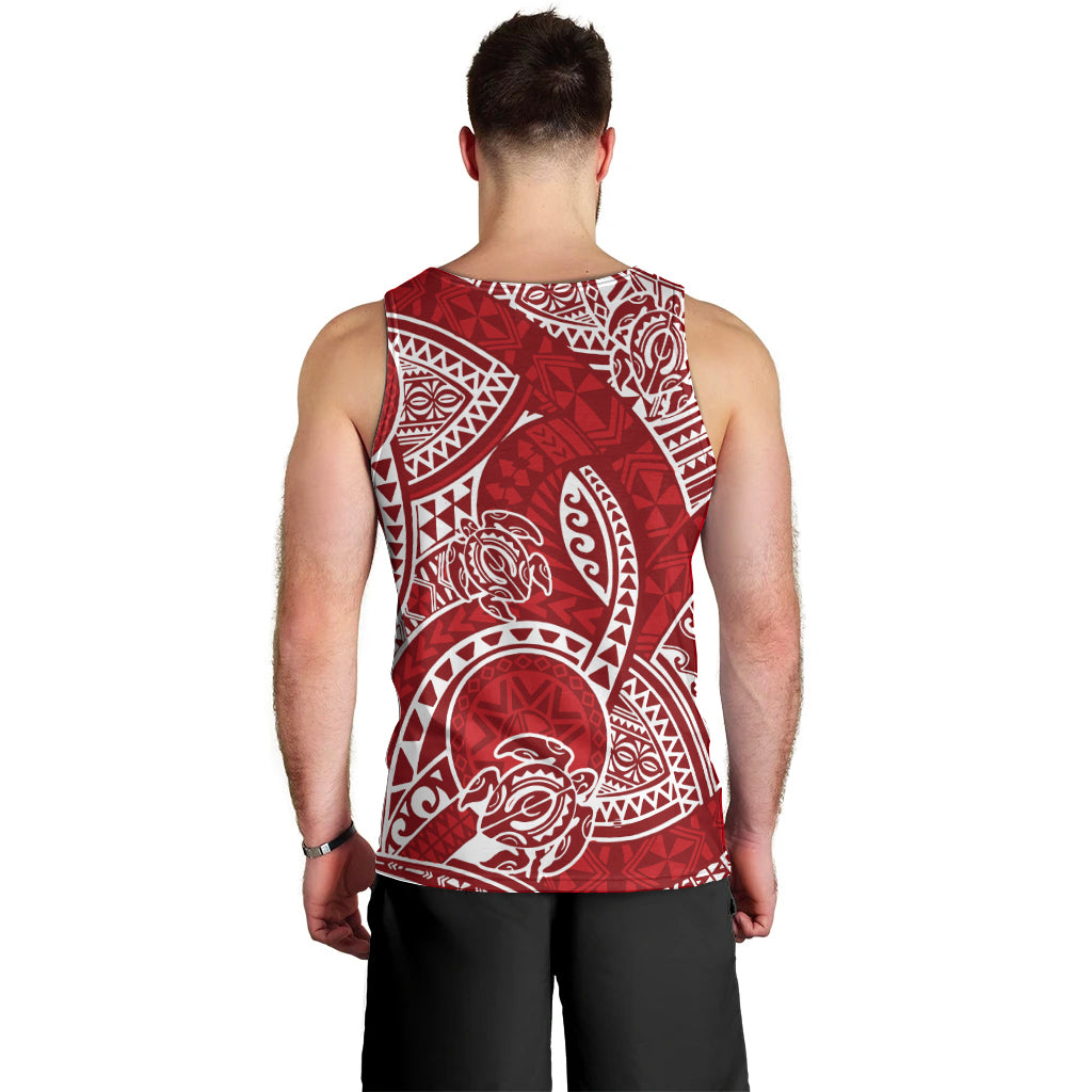 Polynesian Pride Hawaii Men Tank Top Hawaiian Tribal Honu Red Version LT14 - Polynesian Pride