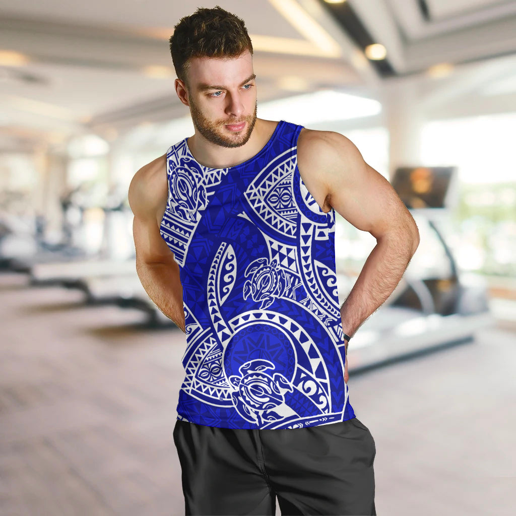 Polynesian Pride Hawaii Men Tank Top Hawaiian Tribal Honu Blue Version LT14 - Polynesian Pride