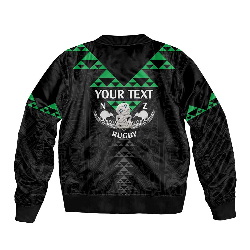 Personalised Aotearoa Rugby Bomber Jacket New Zealand Maori Kete Matauranga Pattern LT14 - Polynesian Pride