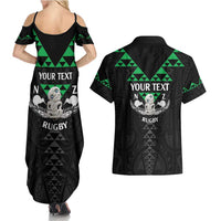 Personalised Aotearoa Rugby Couples Matching Summer Maxi Dress and Hawaiian Shirt New Zealand Maori Kete Matauranga Pattern LT14 - Polynesian Pride
