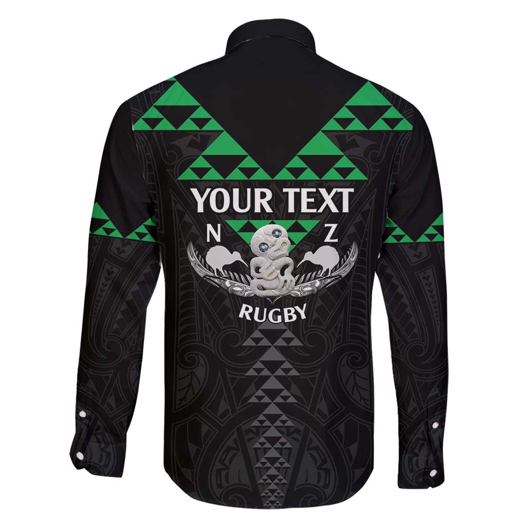 Personalised Aotearoa Rugby Family Matching Long Sleeve Bodycon Dress and Hawaiian Shirt New Zealand Maori Kete Matauranga Pattern LT14 - Polynesian Pride