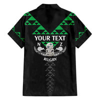Personalised Aotearoa Rugby Family Matching Off The Shoulder Long Sleeve Dress and Hawaiian Shirt New Zealand Maori Kete Matauranga Pattern LT14 - Polynesian Pride