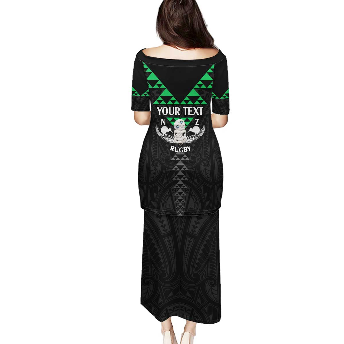 Personalised Aotearoa Rugby Family Matching Puletasi and Hawaiian Shirt New Zealand Maori Kete Matauranga Pattern LT14 - Polynesian Pride