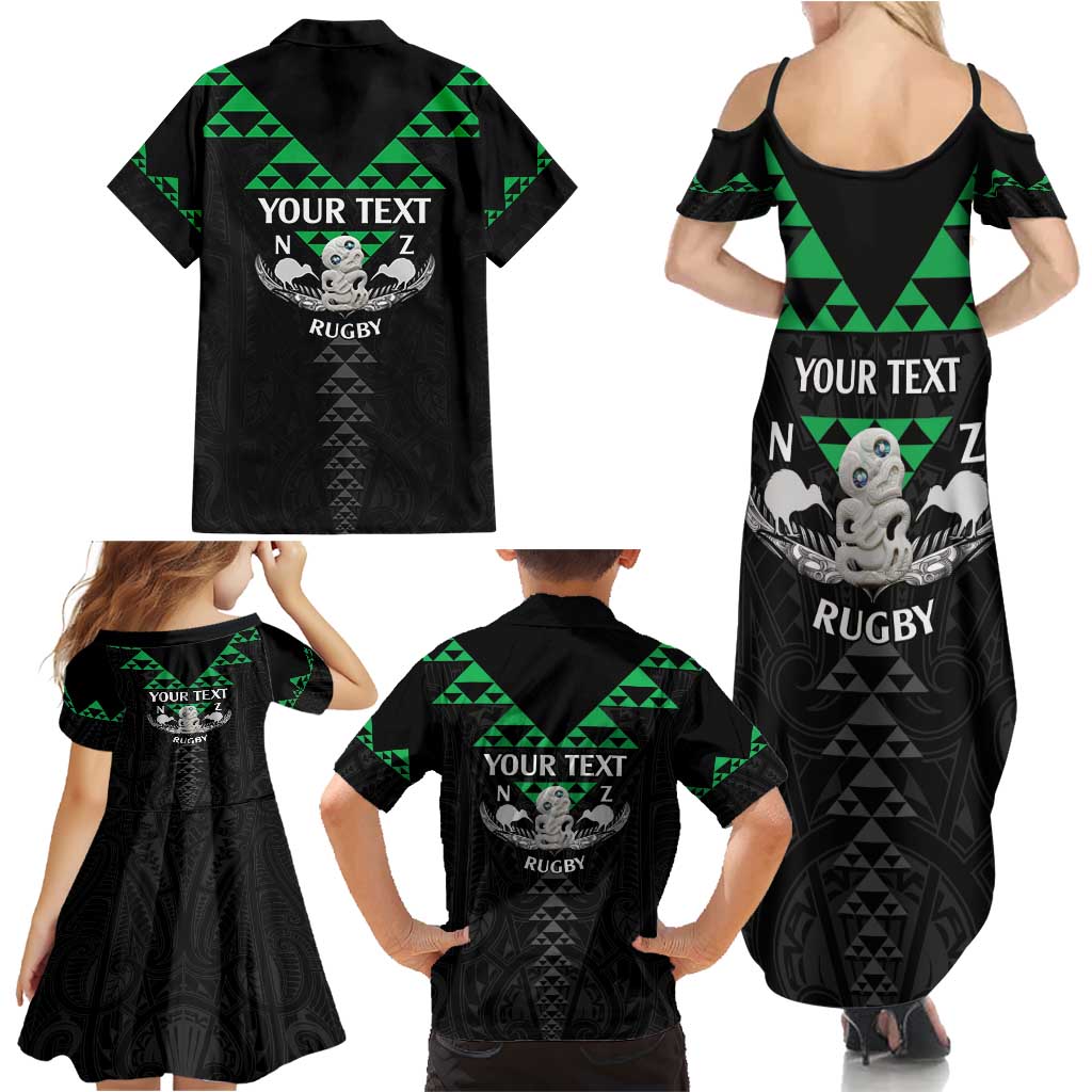 Personalised Aotearoa Rugby Family Matching Summer Maxi Dress and Hawaiian Shirt New Zealand Maori Kete Matauranga Pattern LT14 - Polynesian Pride