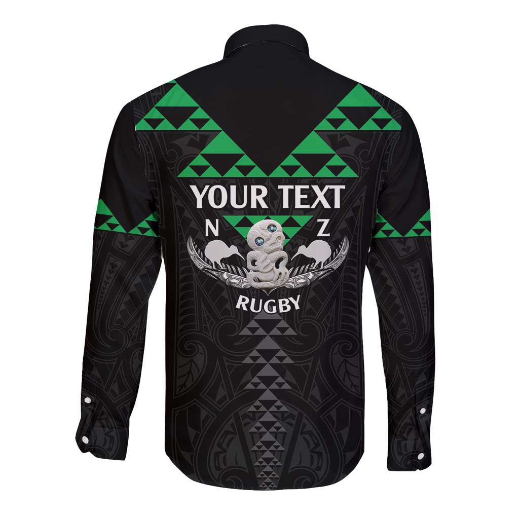 Personalised Aotearoa Rugby Long Sleeve Button Shirt New Zealand Maori Kete Matauranga Pattern LT14 - Polynesian Pride