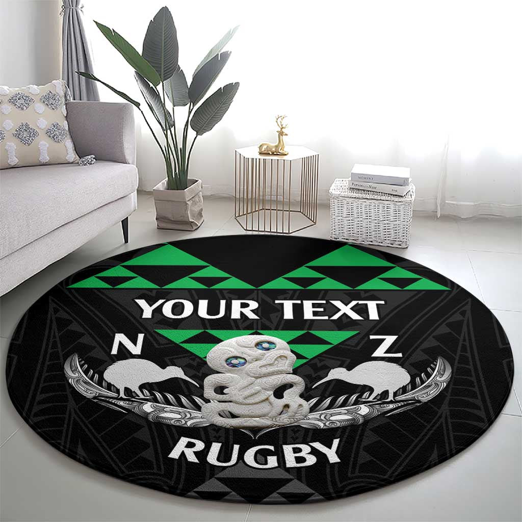 Personalised Aotearoa Rugby Round Carpet New Zealand Maori Kete Matauranga Pattern LT14 - Polynesian Pride