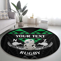 Personalised Aotearoa Rugby Round Carpet New Zealand Maori Kete Matauranga Pattern LT14 - Polynesian Pride