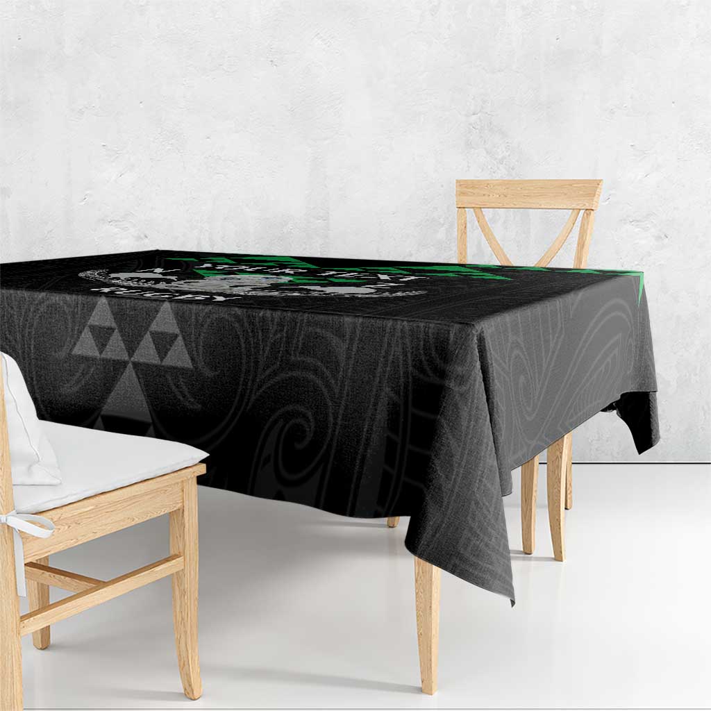 Personalised Aotearoa Rugby Tablecloth New Zealand Maori Kete Matauranga Pattern
