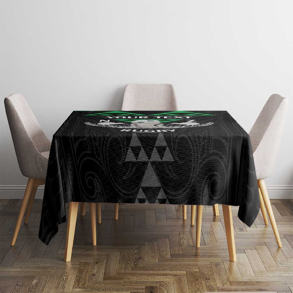 Personalised Aotearoa Rugby Tablecloth New Zealand Maori Kete Matauranga Pattern