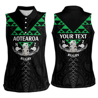 Personalised Aotearoa Rugby Women Sleeveless Polo Shirt New Zealand Maori Kete Matauranga Pattern