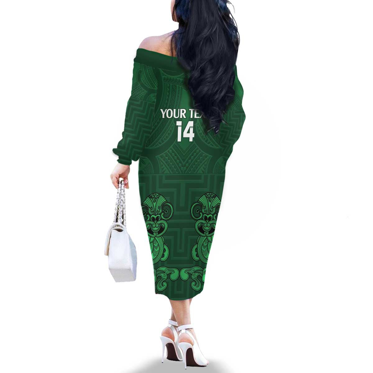 Custom Aotearoa Rugby Family Matching Off The Shoulder Long Sleeve Dress and Hawaiian Shirt New Zealand Maori Kete Poutama Pattern LT14 - Polynesian Pride