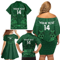 Custom Aotearoa Rugby Family Matching Off Shoulder Short Dress and Hawaiian Shirt New Zealand Maori Kete Poutama Pattern LT14 - Polynesian Pride
