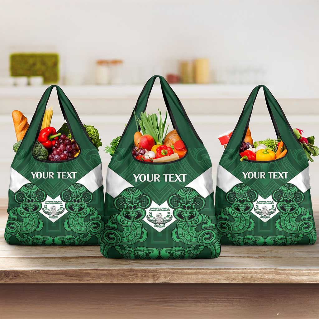 Custom Aotearoa Rugby Grocery Bag New Zealand Maori Kete Poutama Pattern