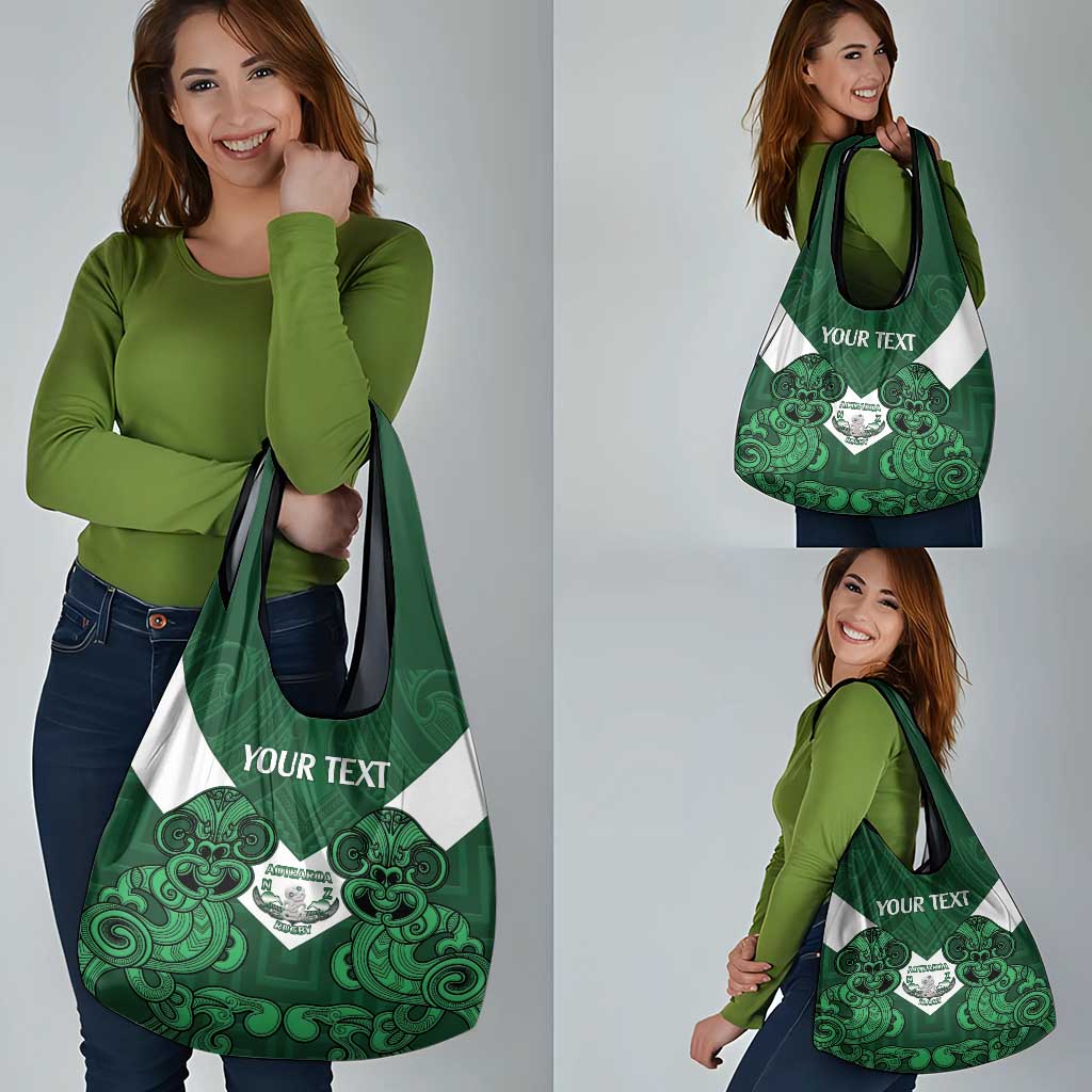 Custom Aotearoa Rugby Grocery Bag New Zealand Maori Kete Poutama Pattern