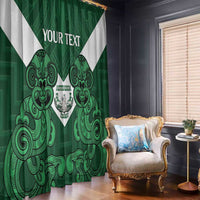 Custom Aotearoa Rugby Window Curtain New Zealand Maori Kete Poutama Pattern