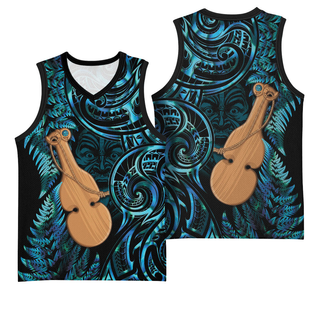Kotiate New Zealand Basketball Jersey Maori Weapon Paua Shell Haka Fern