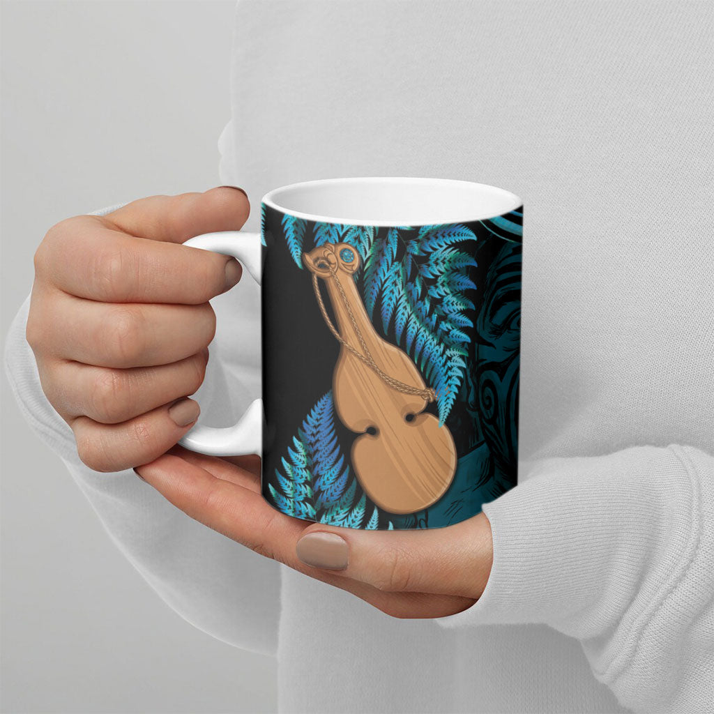 Kotiate New Zealand Ceramic Mug Maori Weapon Paua Shell Haka Fern