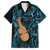 Kotiate New Zealand Family Matching Off Shoulder Maxi Dress and Hawaiian Shirt Maori Weapon Paua Shell Haka Fern LT14 Dad's Shirt - Short Sleeve Turquoise - Polynesian Pride