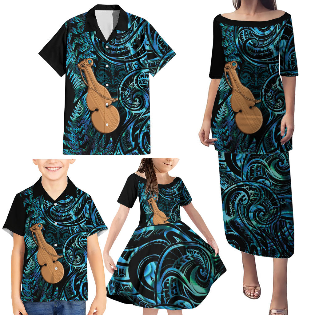 Kotiate New Zealand Family Matching Puletasi and Hawaiian Shirt Maori Weapon Paua Shell Haka Fern LT14 - Polynesian Pride