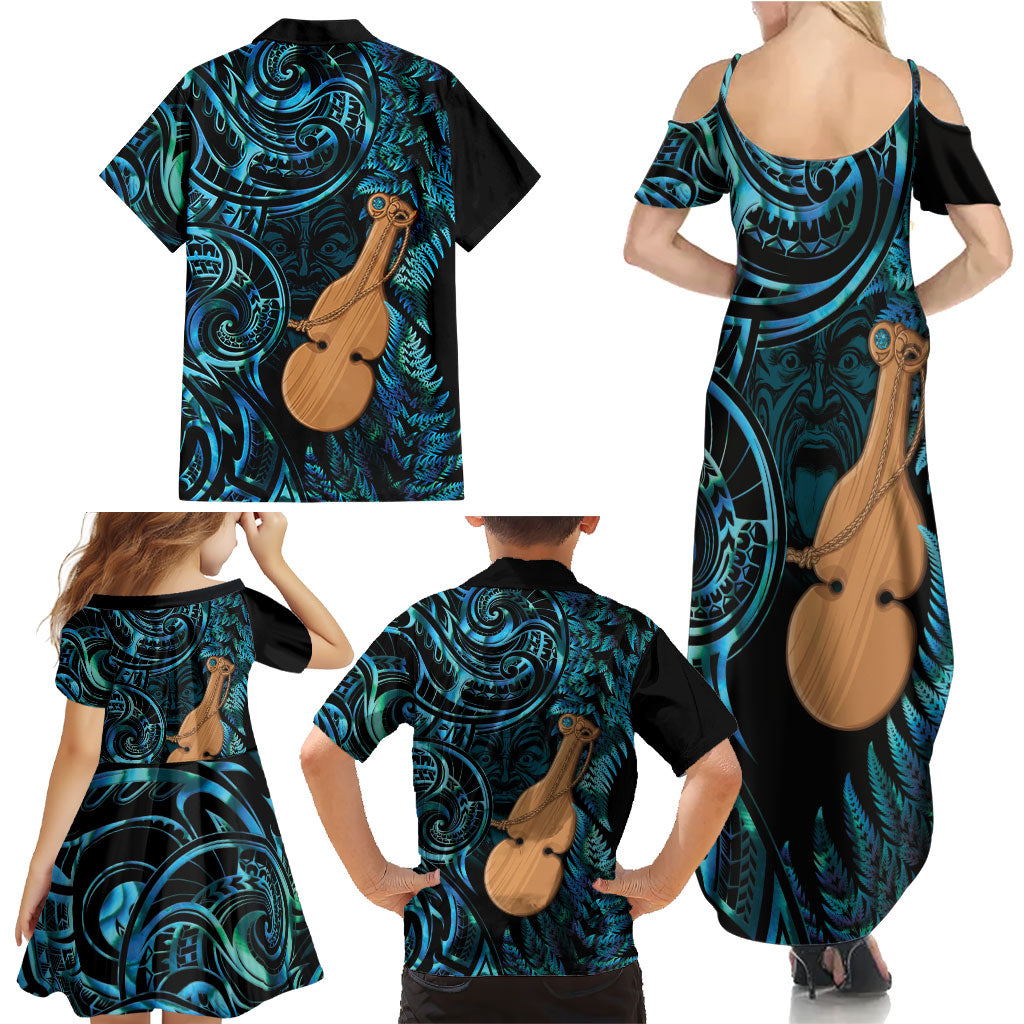 Kotiate New Zealand Family Matching Summer Maxi Dress and Hawaiian Shirt Maori Weapon Paua Shell Haka Fern LT14 - Polynesian Pride