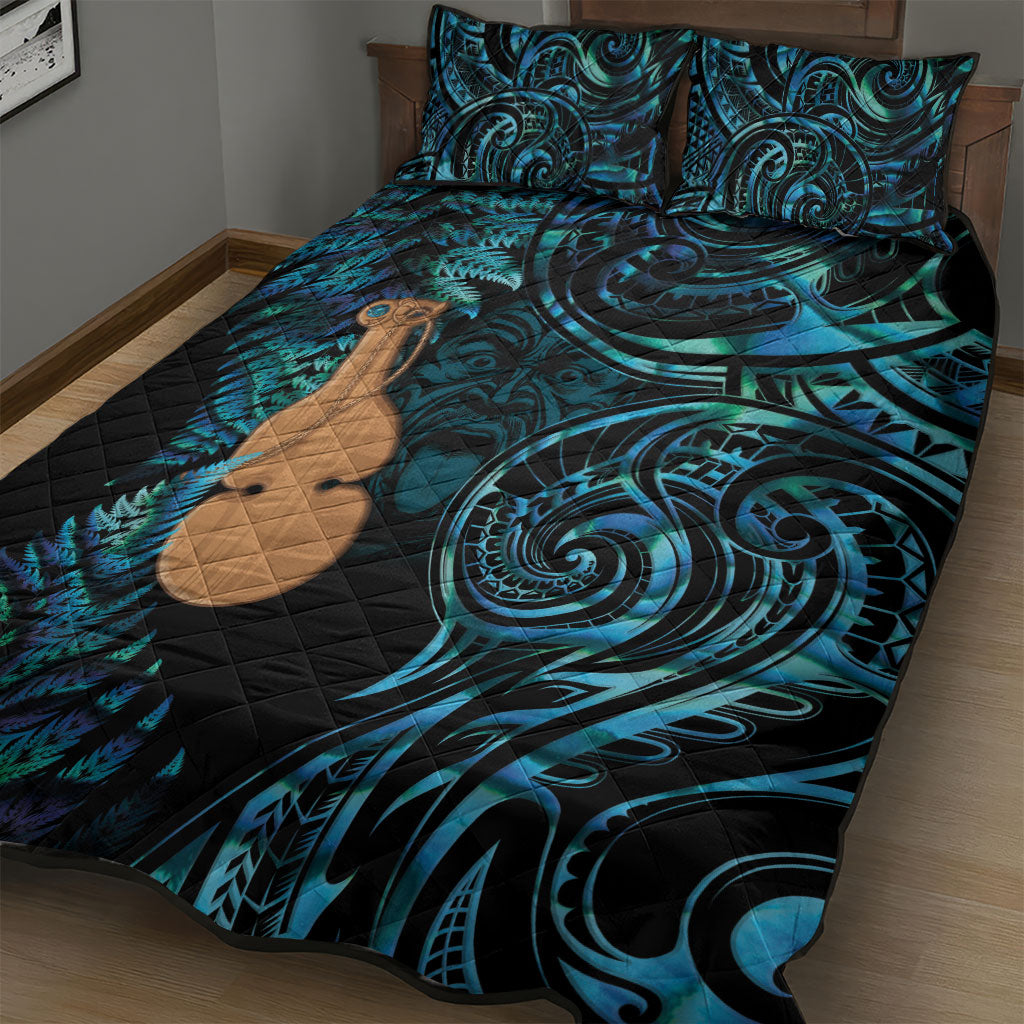Kotiate New Zealand Quilt Bed Set Maori Weapon Paua Shell Haka Fern