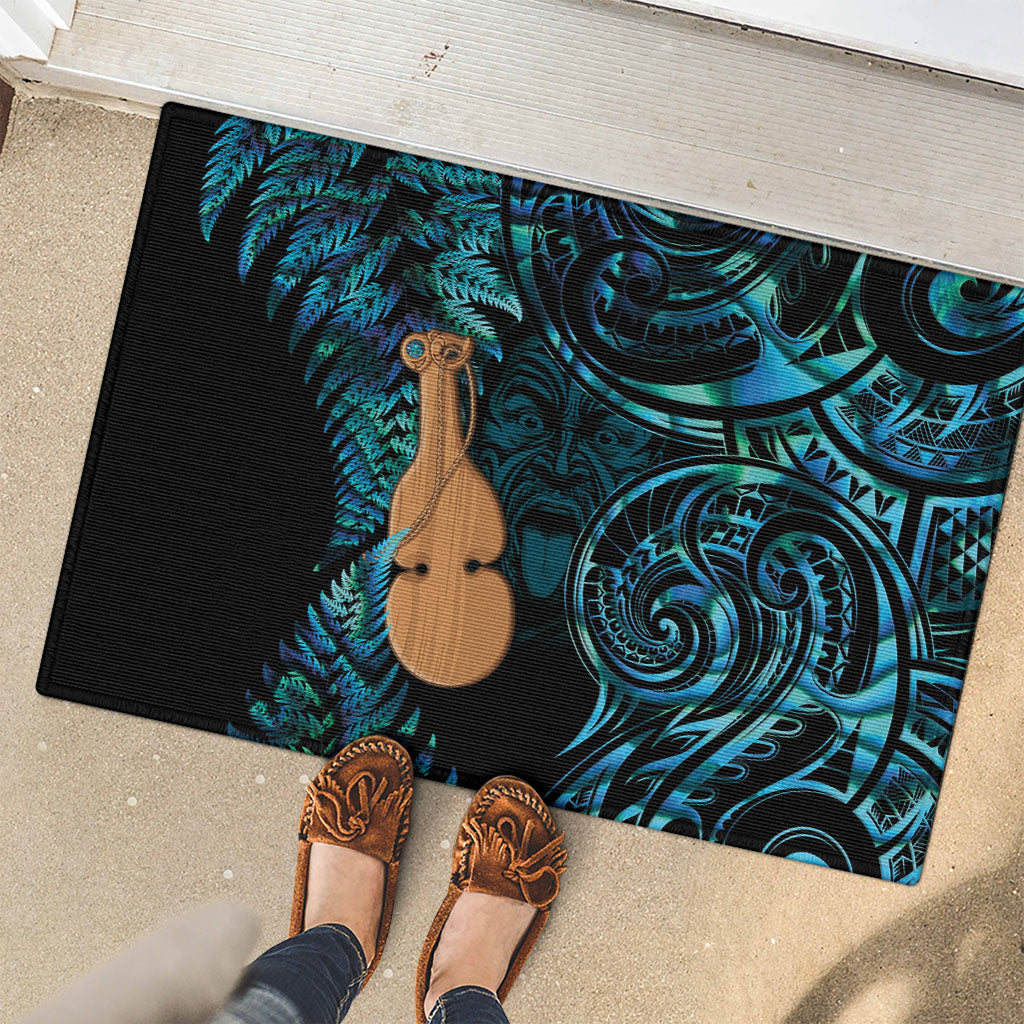 Kotiate New Zealand Rubber Doormat Maori Weapon Paua Shell Haka Fern