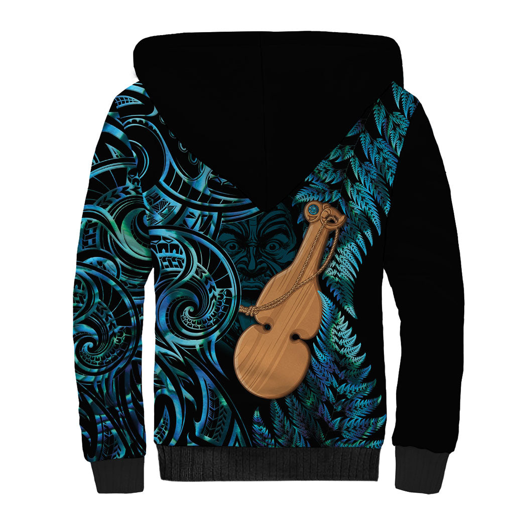 Kotiate New Zealand Sherpa Hoodie Maori Weapon Paua Shell Haka Fern