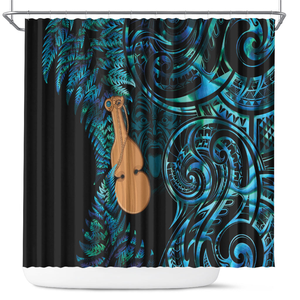Kotiate New Zealand Shower Curtain Maori Weapon Paua Shell Haka Fern LT14 Turquoise - Polynesian Pride