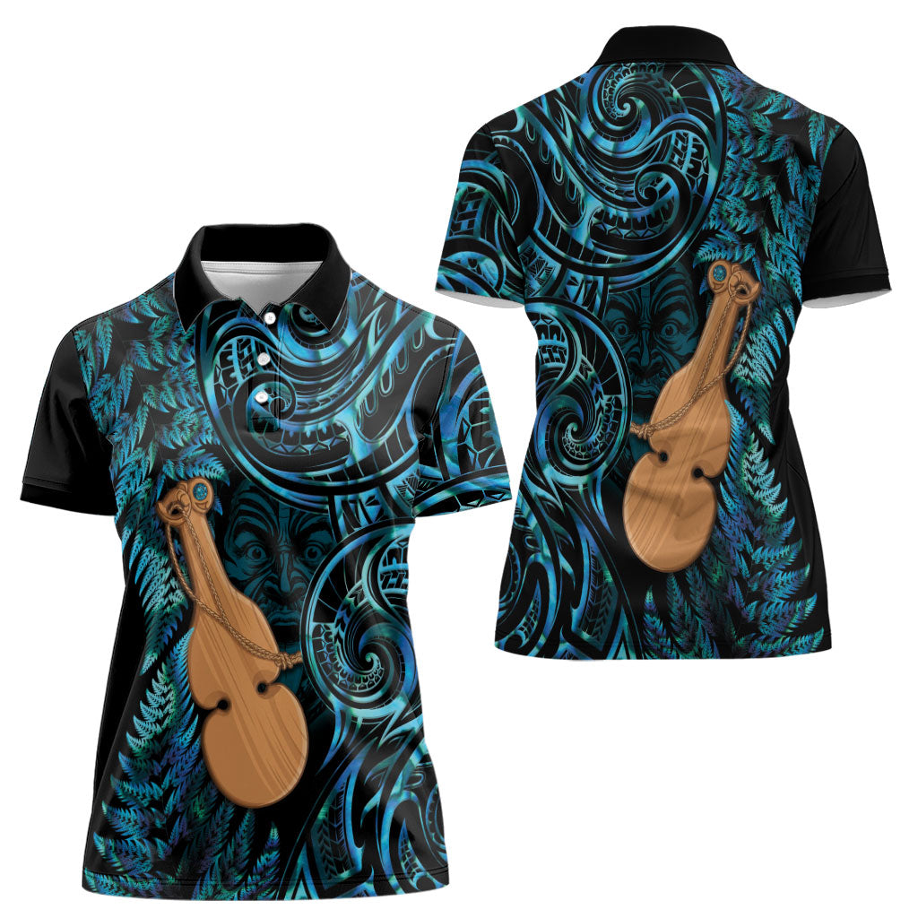 Kotiate New Zealand Women Polo Shirt Maori Weapon Paua Shell Haka Fern