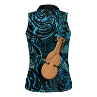 Kotiate New Zealand Women Sleeveless Polo Shirt Maori Weapon Paua Shell Haka Fern
