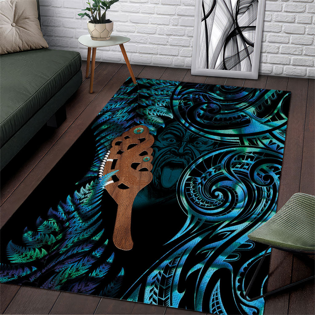 Maripi New Zealand Area Rug Maori Weapon Paua Shell Haka Fern