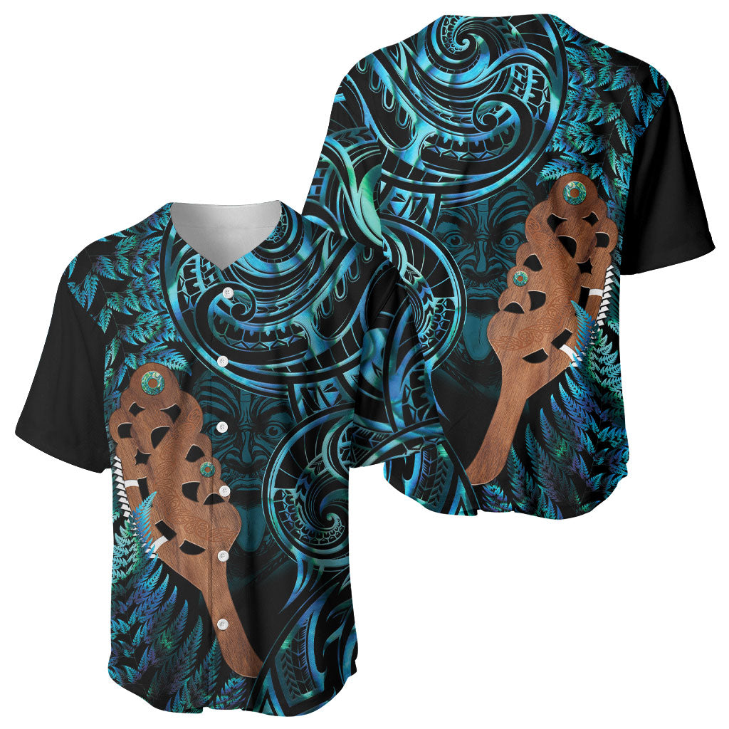 Maripi New Zealand Baseball Jersey Maori Weapon Paua Shell Haka Fern