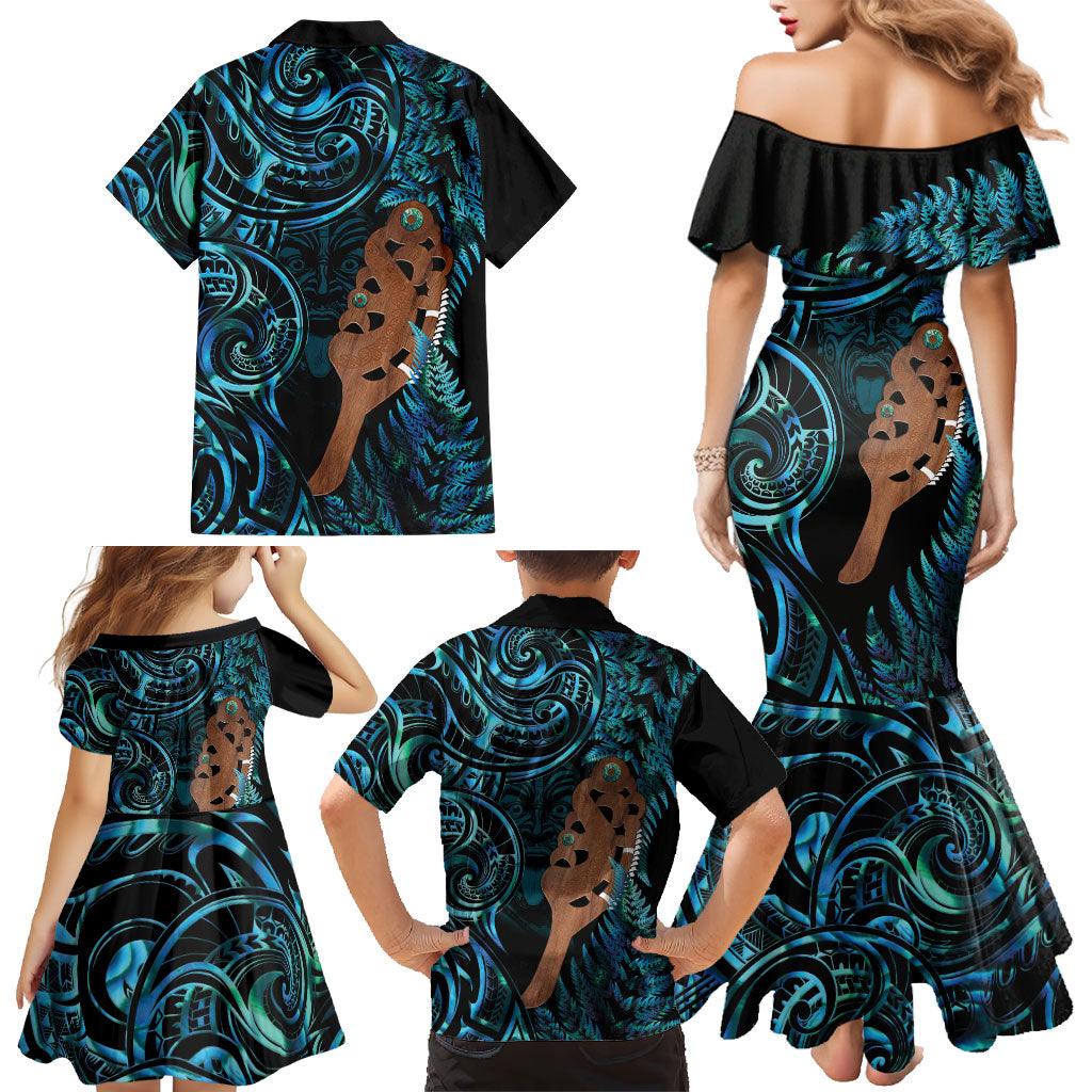 Maripi New Zealand Family Matching Mermaid Dress and Hawaiian Shirt Maori Weapon Paua Shell Haka Fern LT14 - Polynesian Pride