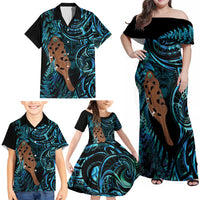 Maripi New Zealand Family Matching Off Shoulder Maxi Dress and Hawaiian Shirt Maori Weapon Paua Shell Haka Fern LT14 - Polynesian Pride